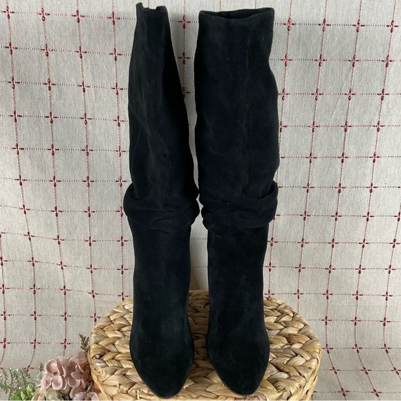 Splendid “Phyllis” Black Suede Slouchy Boots Mid Calf Slouch Heeled Boot Sz 6 - Picture 2 of 7